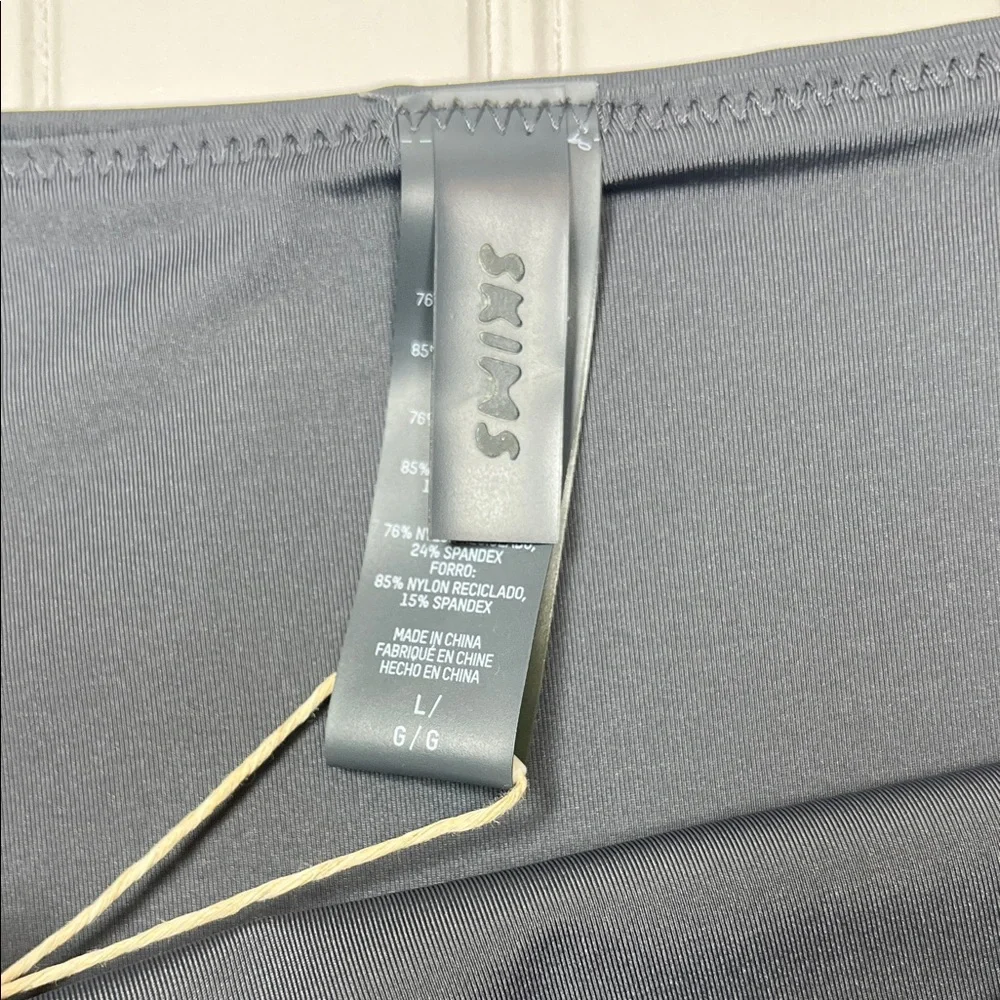 SKIMS Recycled Swim Mid Waist Bikini Bottoms color Gunmetal sz L NWT
